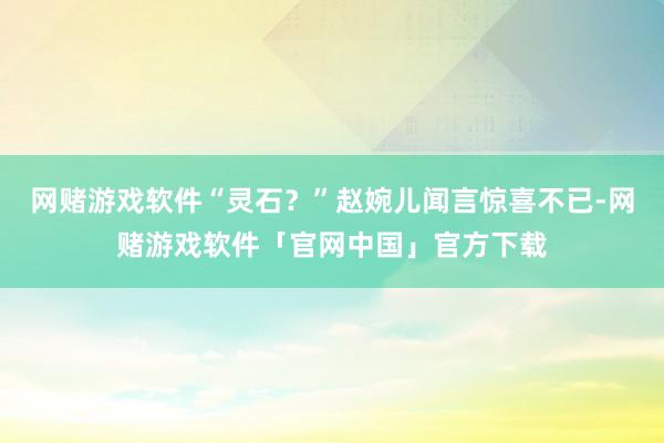 网赌游戏软件“灵石？”赵婉儿闻言惊喜不已-网赌游戏软件「官网中国」官方下载
