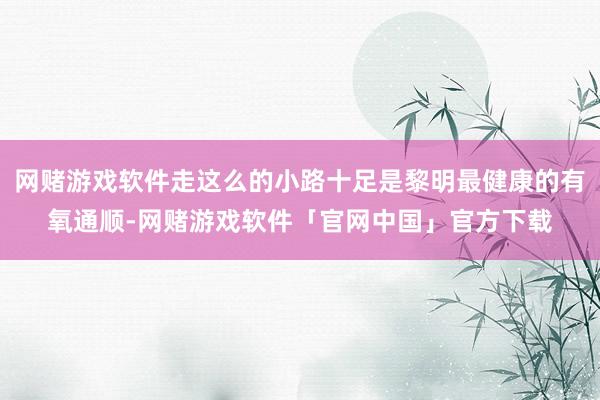 网赌游戏软件走这么的小路十足是黎明最健康的有氧通顺-网赌游戏软件「官网中国」官方下载