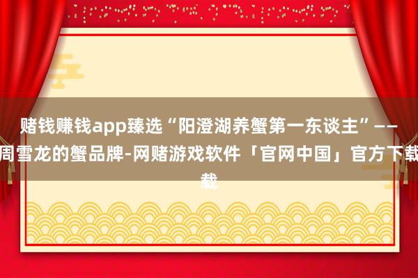 赌钱赚钱app臻选“阳澄湖养蟹第一东谈主”——周雪龙的蟹品牌-网赌游戏软件「官网中国」官方下载