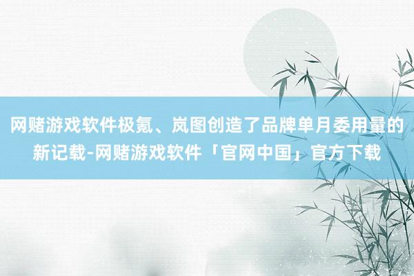 网赌游戏软件极氪、岚图创造了品牌单月委用量的新记载-网赌游戏软件「官网中国」官方下载