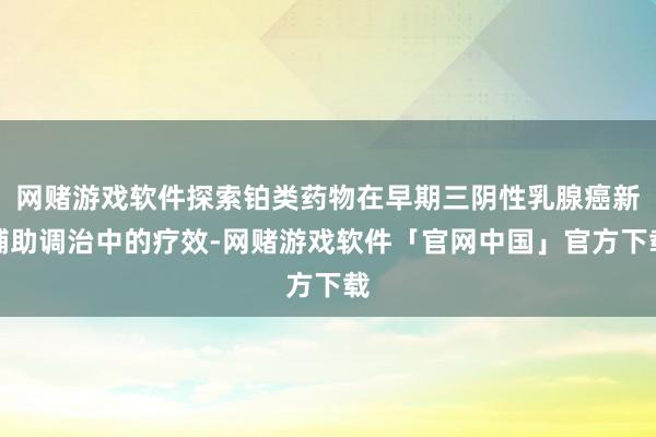 网赌游戏软件探索铂类药物在早期三阴性乳腺癌新辅助调治中的疗效-网赌游戏软件「官网中国」官方下载